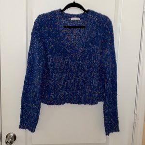 Cloud Ten Blue Rainbow Polkadot Crochet Sweater
